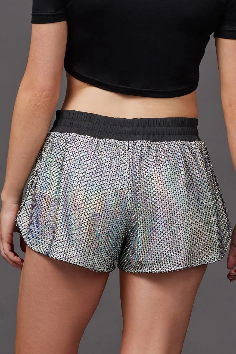 Mesh Crystal Couture Sport Short