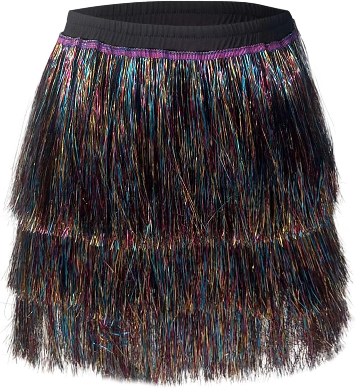 Midi Skirt Women Sequin Tassel Skirt Three Layered Dance Skirt for Dancing Party Nightclub Skirts for Women 011