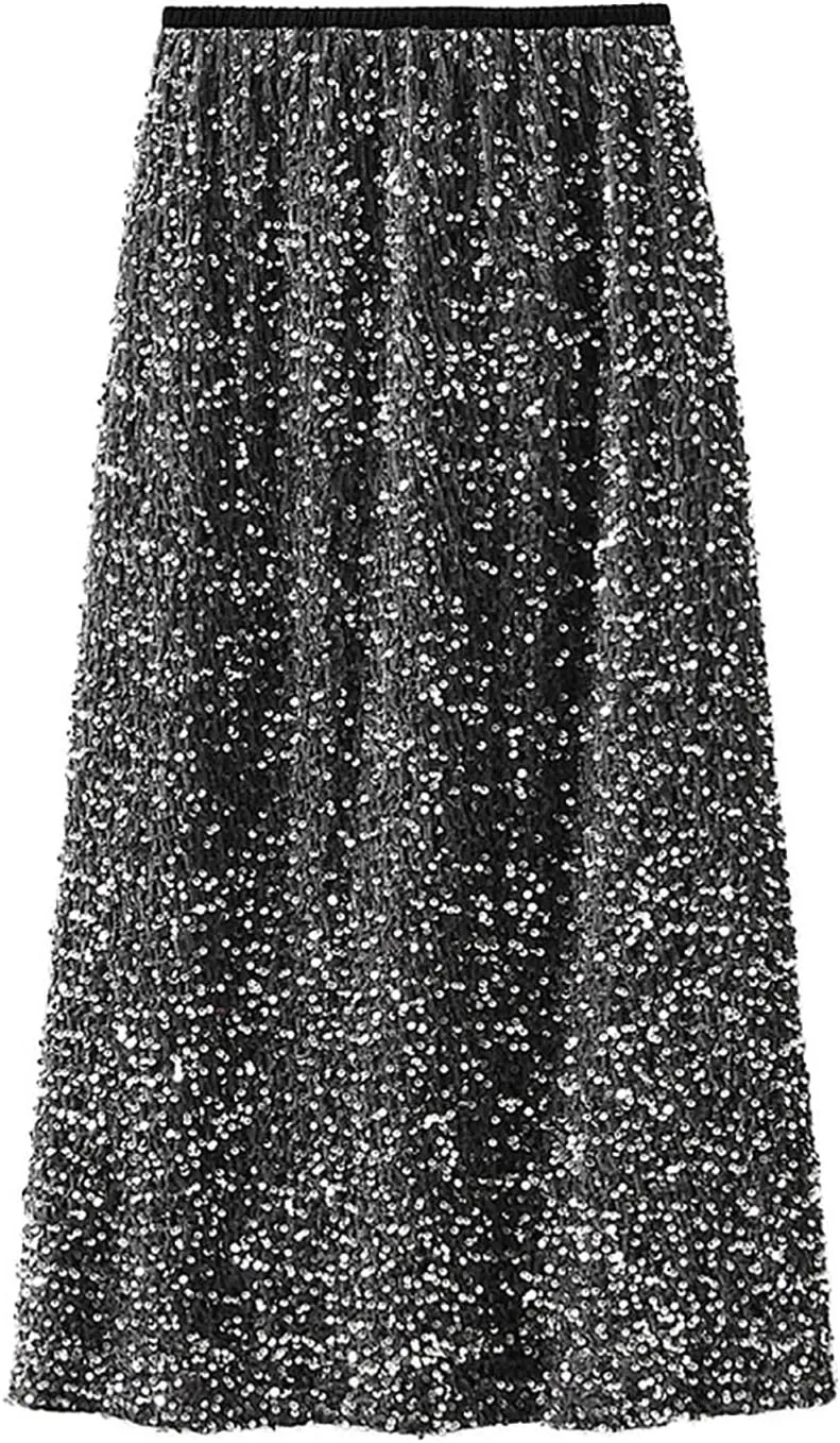 Midi Skirts for Women Fashion Casual Mid Length Skirts Boho Flowy Pleated Skirt Fashion Elastic High Waist Skirts