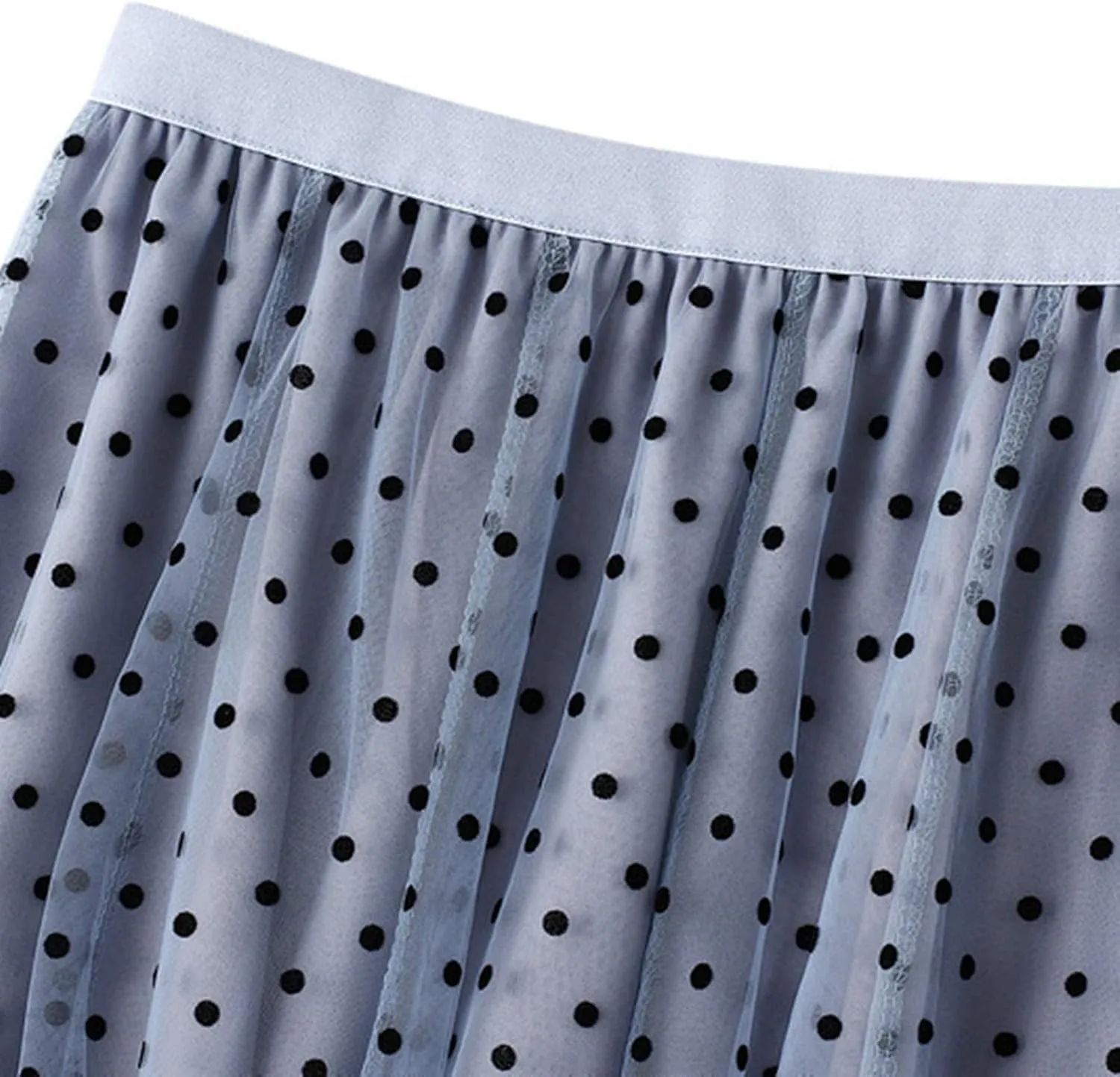Midi Skirts for Women Women's Flocked Polka Dot Mesh Skirt A Line Mermaidtail Skirt Midi Skirt