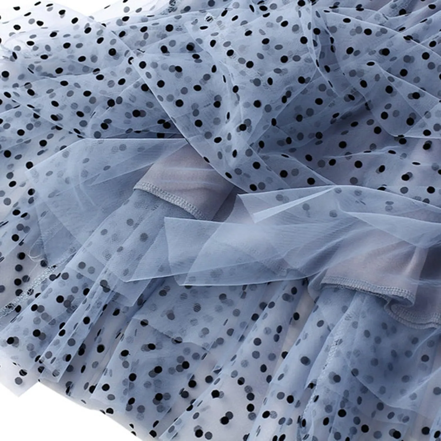 Midi Skirts for Women Women's Flocked Polka Dot Mesh Skirt A Line Mermaidtail Skirt Midi Skirt