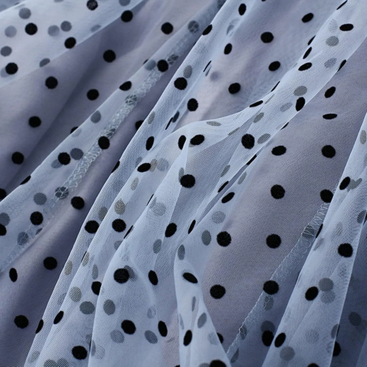 Midi Skirts for Women Women's Flocked Polka Dot Mesh Skirt A Line Mermaidtail Skirt Midi Skirt
