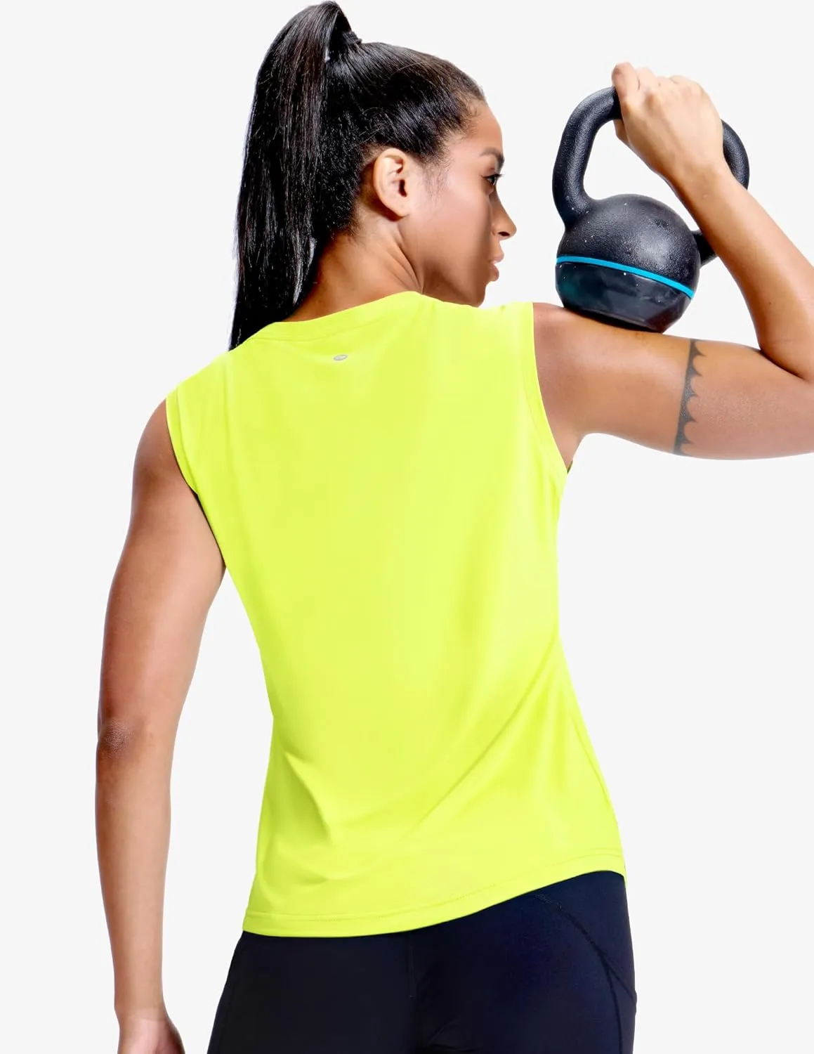 MIER Sleeveless Athletic Tops for Women Dry Fit Running Workout Tank Top Crew Neck UPF 50  Active Tennis Gym Yoga Tee Shirts