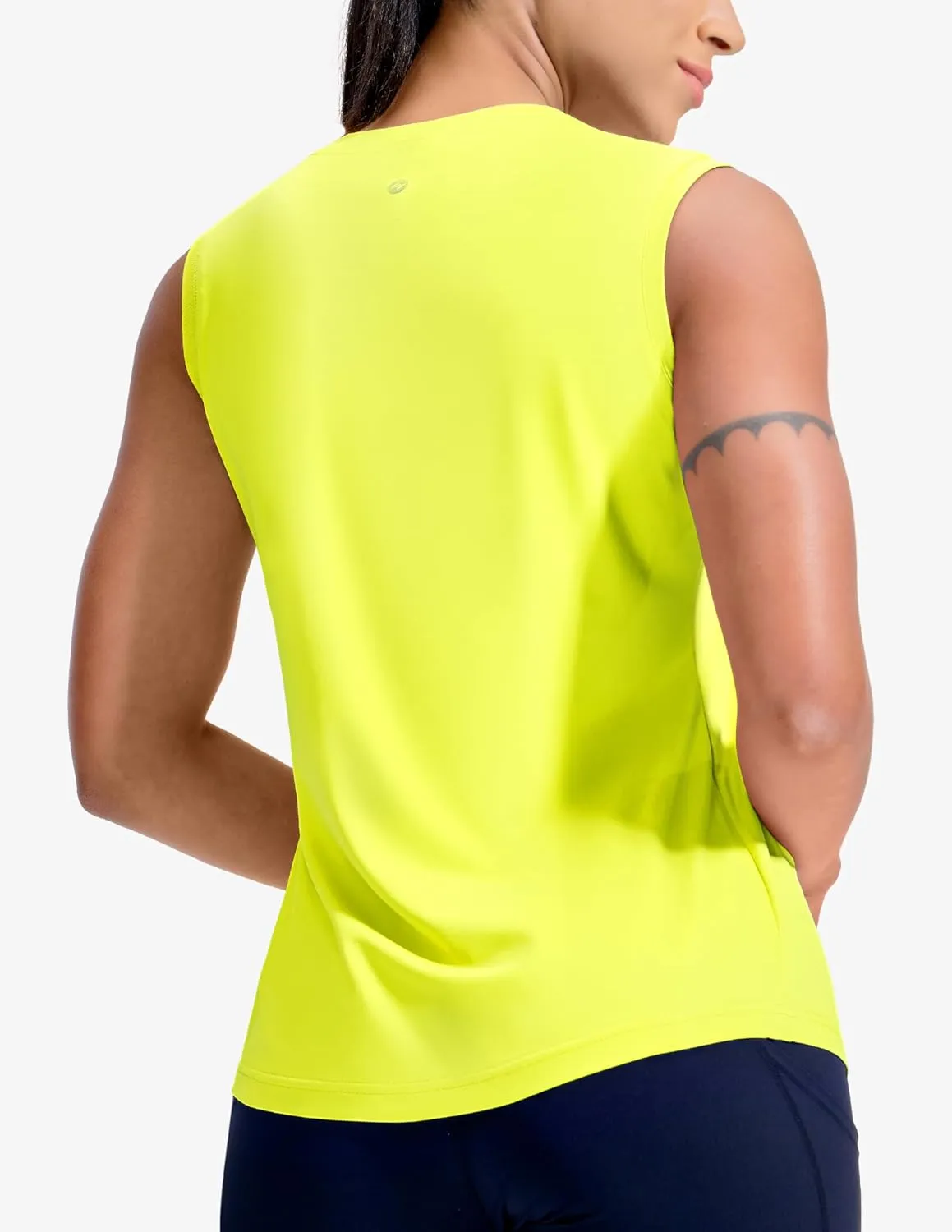 MIER Sleeveless Athletic Tops for Women Dry Fit Running Workout Tank Top Crew Neck UPF 50  Active Tennis Gym Yoga Tee Shirts