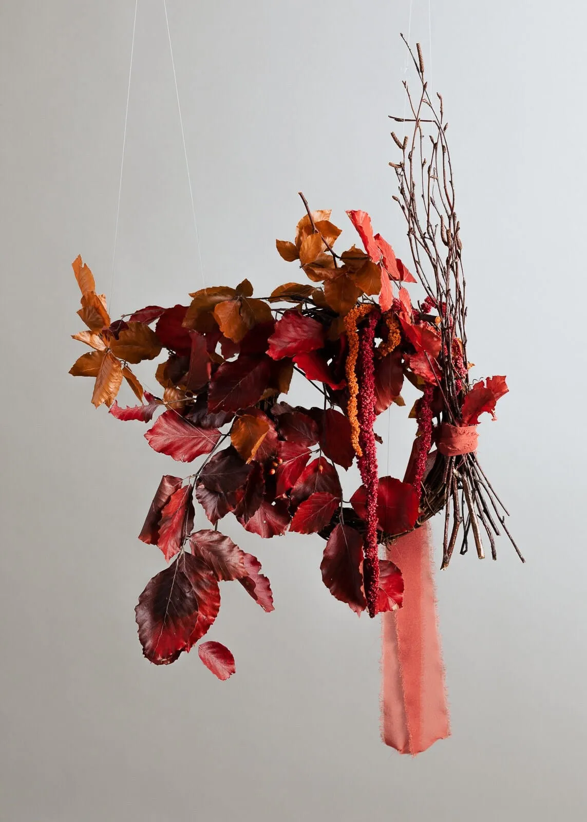 Modern Christmas Wreath No.20 / Autumn Leaves in Soft Winter Door Wreath Christmas Decoration / Christmas Wreath / Xmas Door Wreath