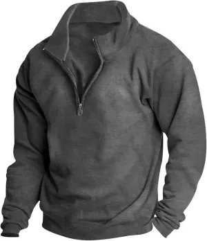 Muscularfit Heavyweight Zip Up Pullover Shirts for Men Long Sleeve Solid Quarter Zip Sweatshirts Lightweight Gym Athletic Top