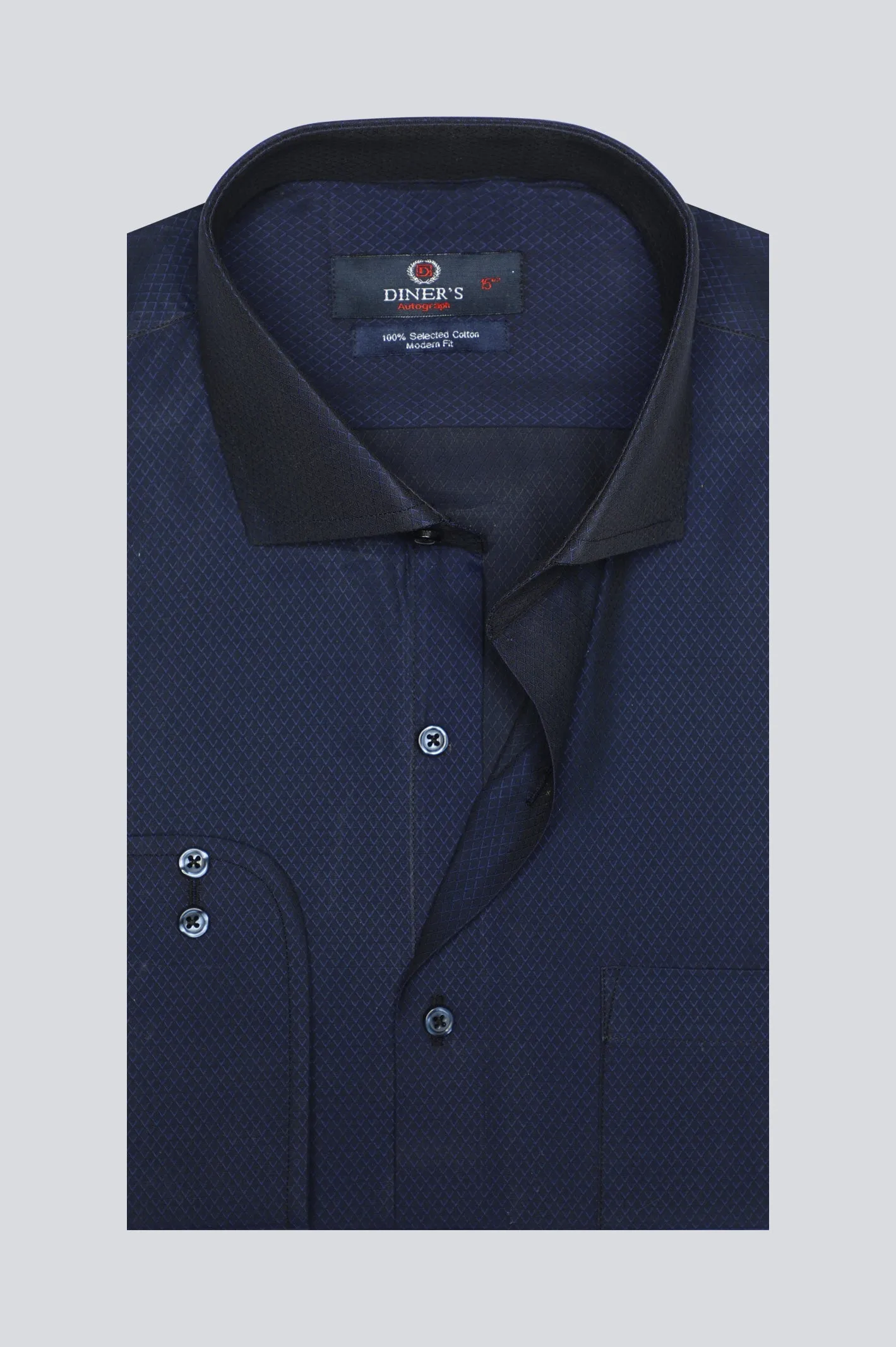 Navy Blue Texture Formal Autograph Shirt