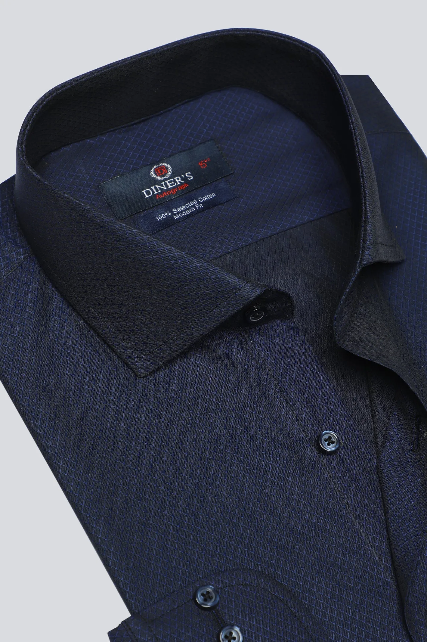 Navy Blue Texture Formal Autograph Shirt