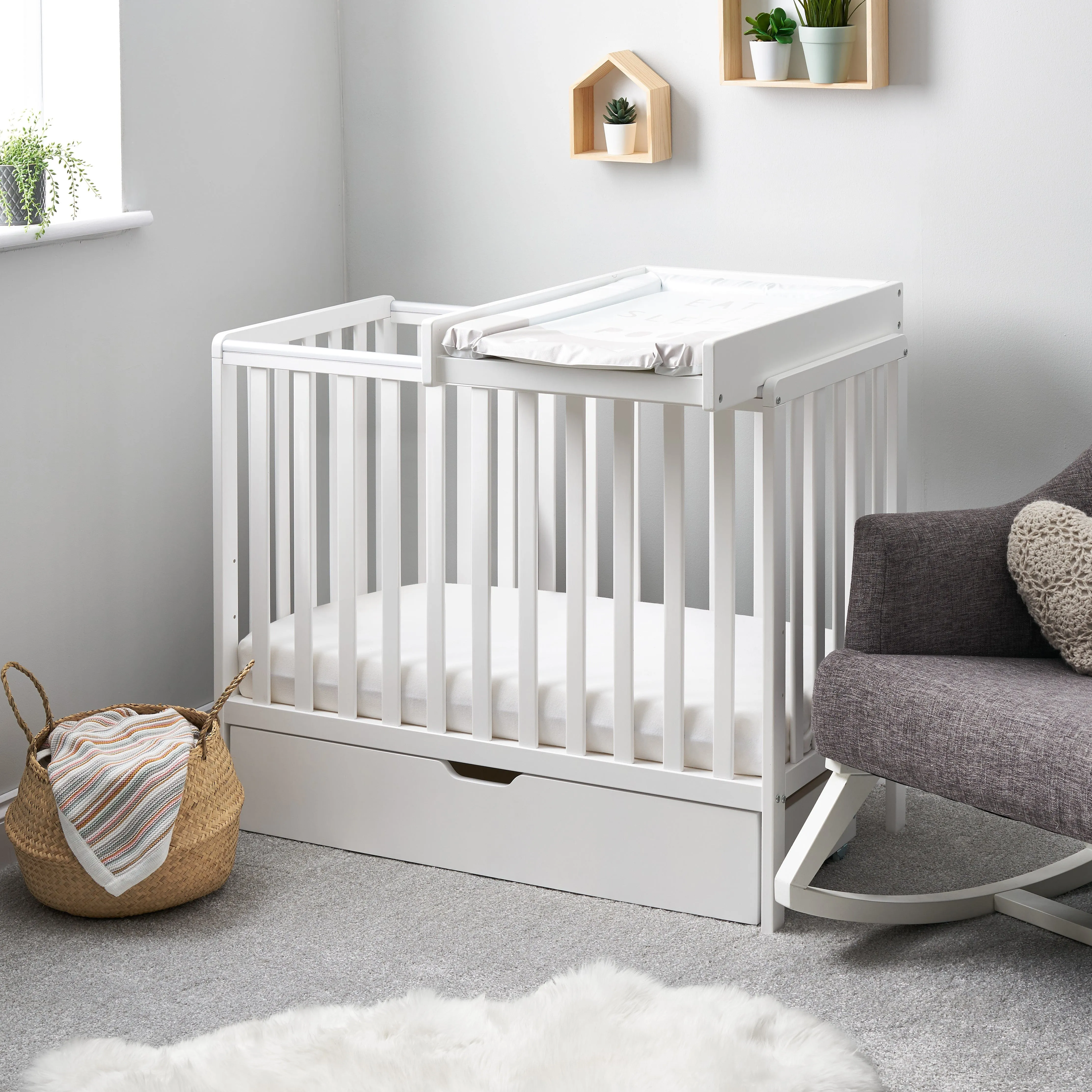 Obaby Bantam Space Saver Cot- White  - Direct Delivery