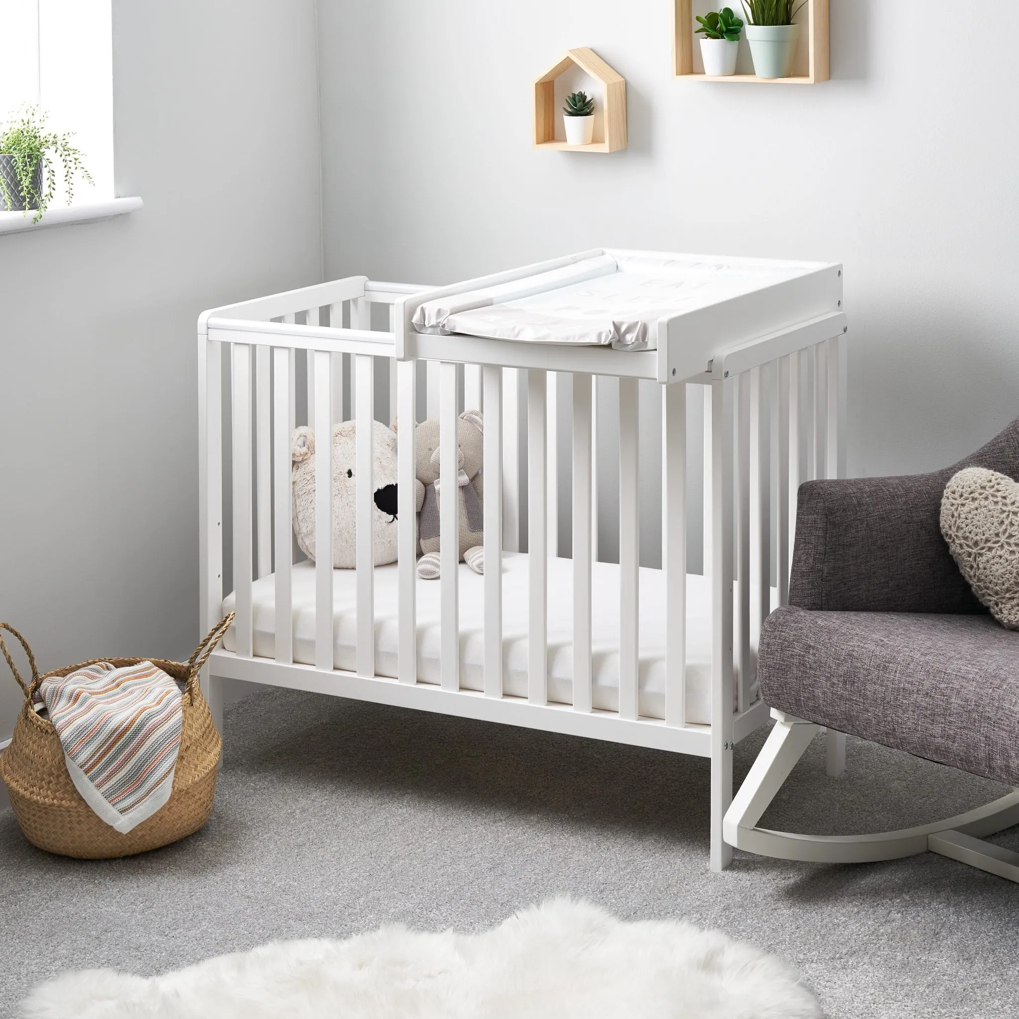 Obaby Bantam Space Saver Cot- White  - Direct Delivery