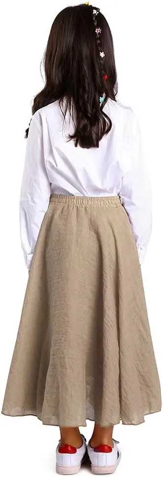 OCHENTA Little Big Girls Cotton Long Maxi Skirts Casual Renaissance Fairy Boho Skirts