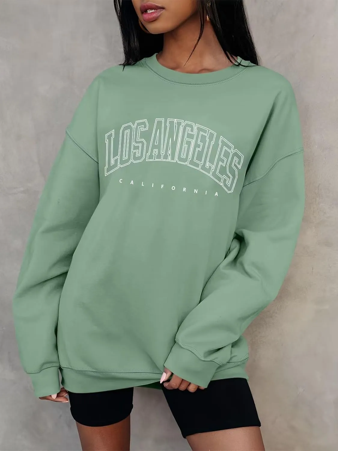 ORANDESIGNE Womens Casual Letter Graphic Print Long Sleeve Oversized Sweatshirt Tunic Tops Creweck Loose Tee T Shirts