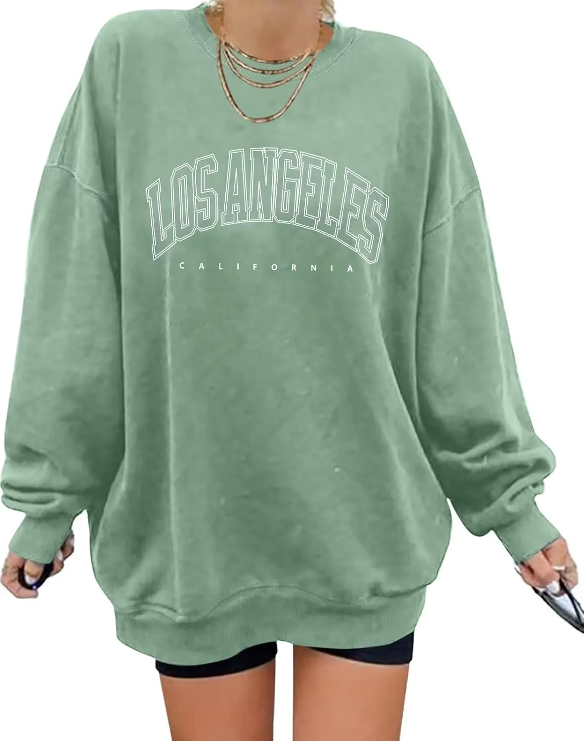 ORANDESIGNE Womens Casual Letter Graphic Print Long Sleeve Oversized Sweatshirt Tunic Tops Creweck Loose Tee T Shirts