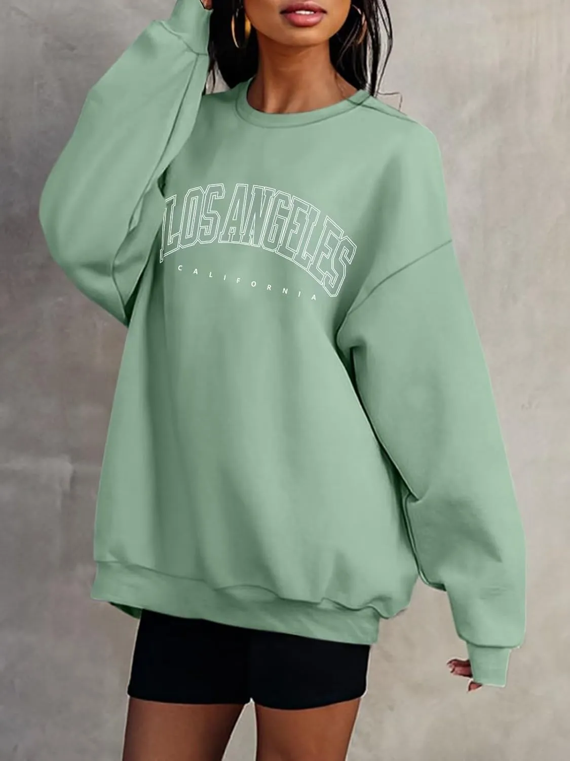 ORANDESIGNE Womens Casual Letter Graphic Print Long Sleeve Oversized Sweatshirt Tunic Tops Creweck Loose Tee T Shirts