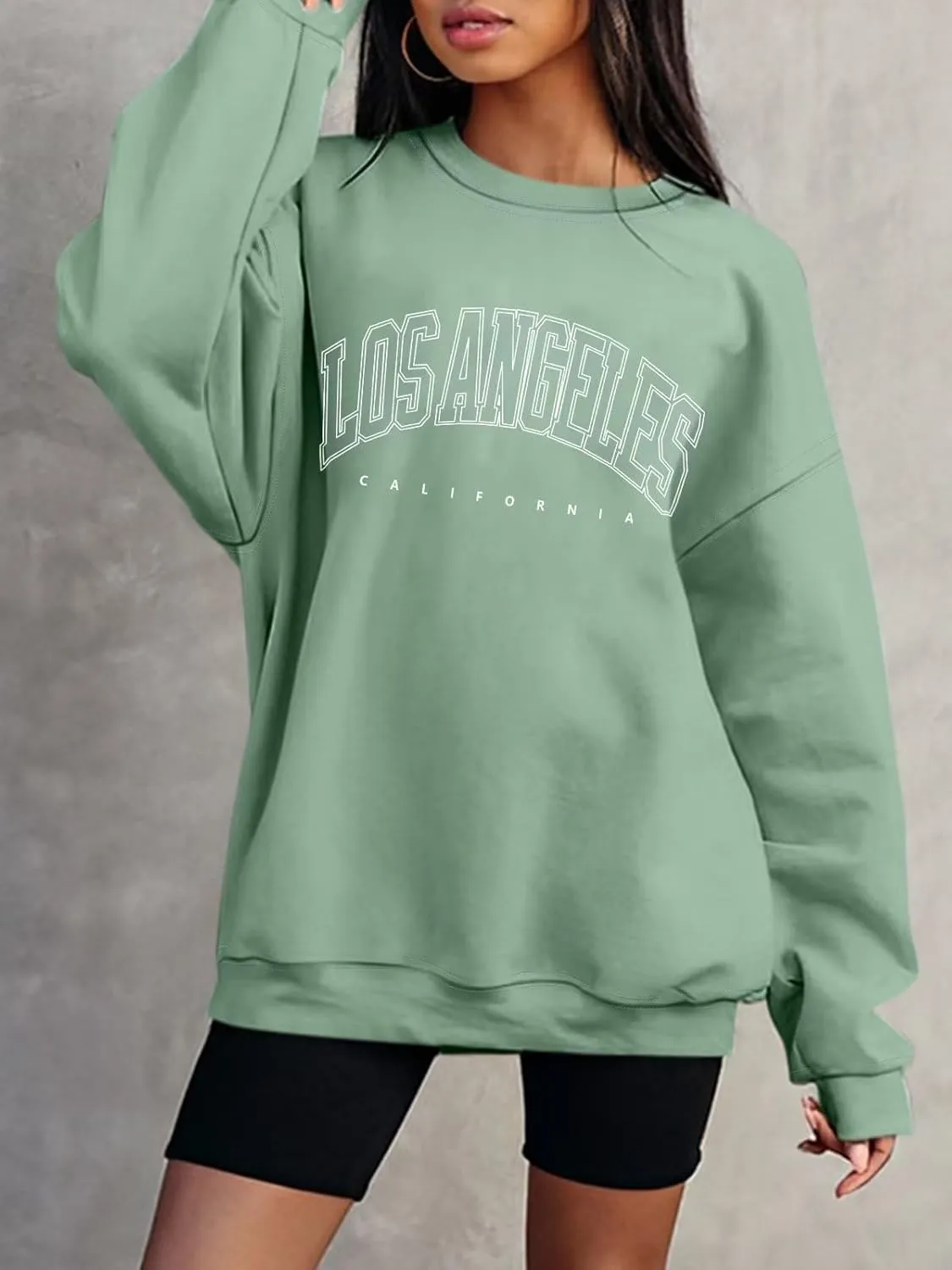ORANDESIGNE Womens Casual Letter Graphic Print Long Sleeve Oversized Sweatshirt Tunic Tops Creweck Loose Tee T Shirts
