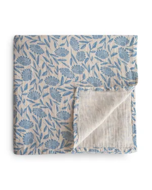 Organic Cotton Swaddle - Blue Flowers