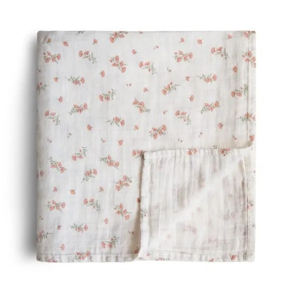 Organic Cotton Swaddle - Pink Flowers