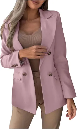 Oversized Blazers for Women Business Casual Long Sleeve Double Breasted Suit Jackets Open Front Lightweight Blazer