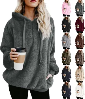 Oversized Sweatshirt for Teen Girls Sherpa Fuzzy Fleece Hooded Sweatshirts Soft Long Sleeve Pullover Fall Sweaters