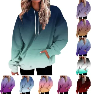 Oversized Sweatshirts for Women Loose Fit Gradient Color Long Sleeve Causal Hooded Shirts Fashion Pullover Hoodies
