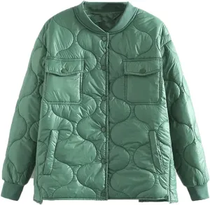 Parkas Women Winter Shiny Warm Wadded Jacket Long Sleeve Baseball Collar Cotton-Padded Coat