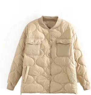 Parkas Women Winter Shiny Warm Wadded Jacket Long Sleeve Baseball Collar Cotton-Padded Coat