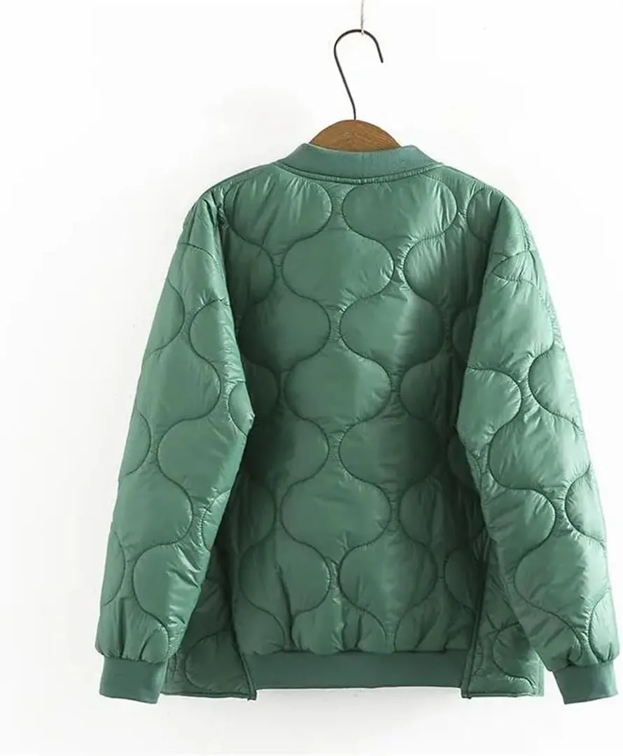 Parkas Women Winter Shiny Warm Wadded Jacket Long Sleeve Baseball Collar Cotton-Padded Coat