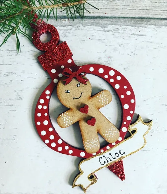 Personalised Gingerbread Christmas Tree Decoration Bauble