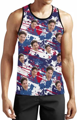Personalized Face Tank Tops for Men Custom Funny Men's Graphic Tanks Top with Photo