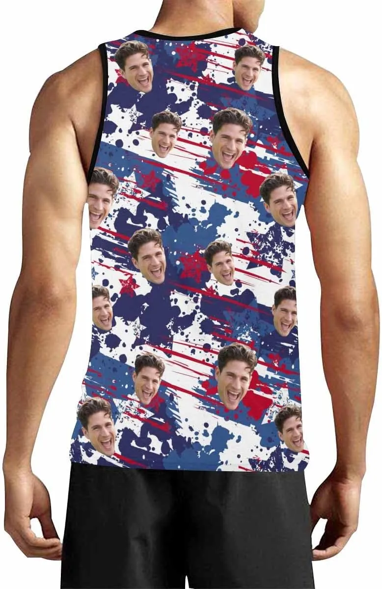 Personalized Face Tank Tops for Men Custom Funny Men's Graphic Tanks Top with Photo