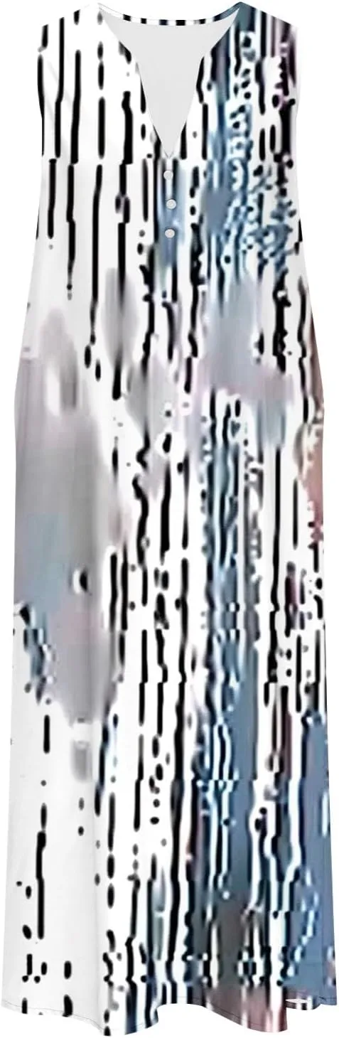 Plus Size Dresses Women's Vintage Boho Print Tank Sundress Sleeveless Trendy Fashion Elegant Casual Loose Beach Dress