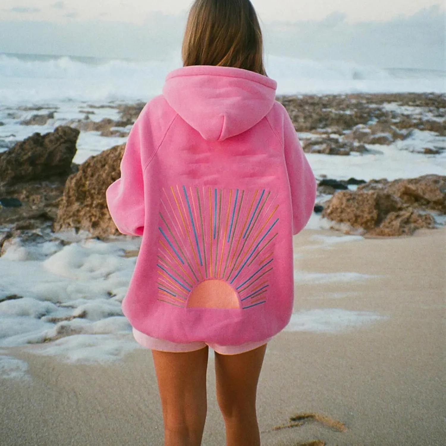Preppy Embroidery Butterfly Letter Hoodies for Teen Girls Cute Y2k Oversized Graphic Pullover Sweatshirt Top