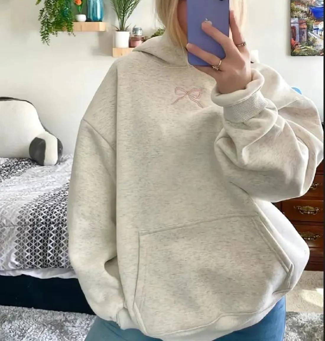 Preppy Embroidery Butterfly Letter Hoodies for Teen Girls Cute Y2k Oversized Graphic Pullover Sweatshirt Top
