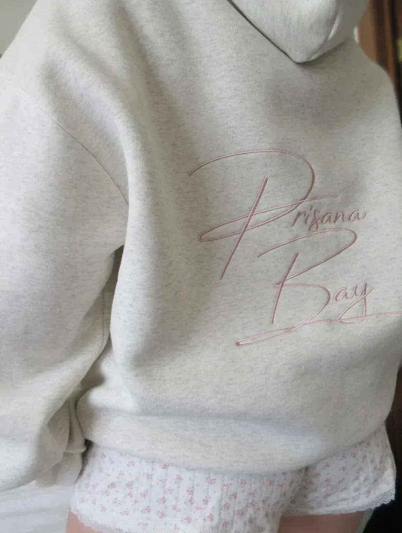 Preppy Embroidery Butterfly Letter Hoodies for Teen Girls Cute Y2k Oversized Graphic Pullover Sweatshirt Top