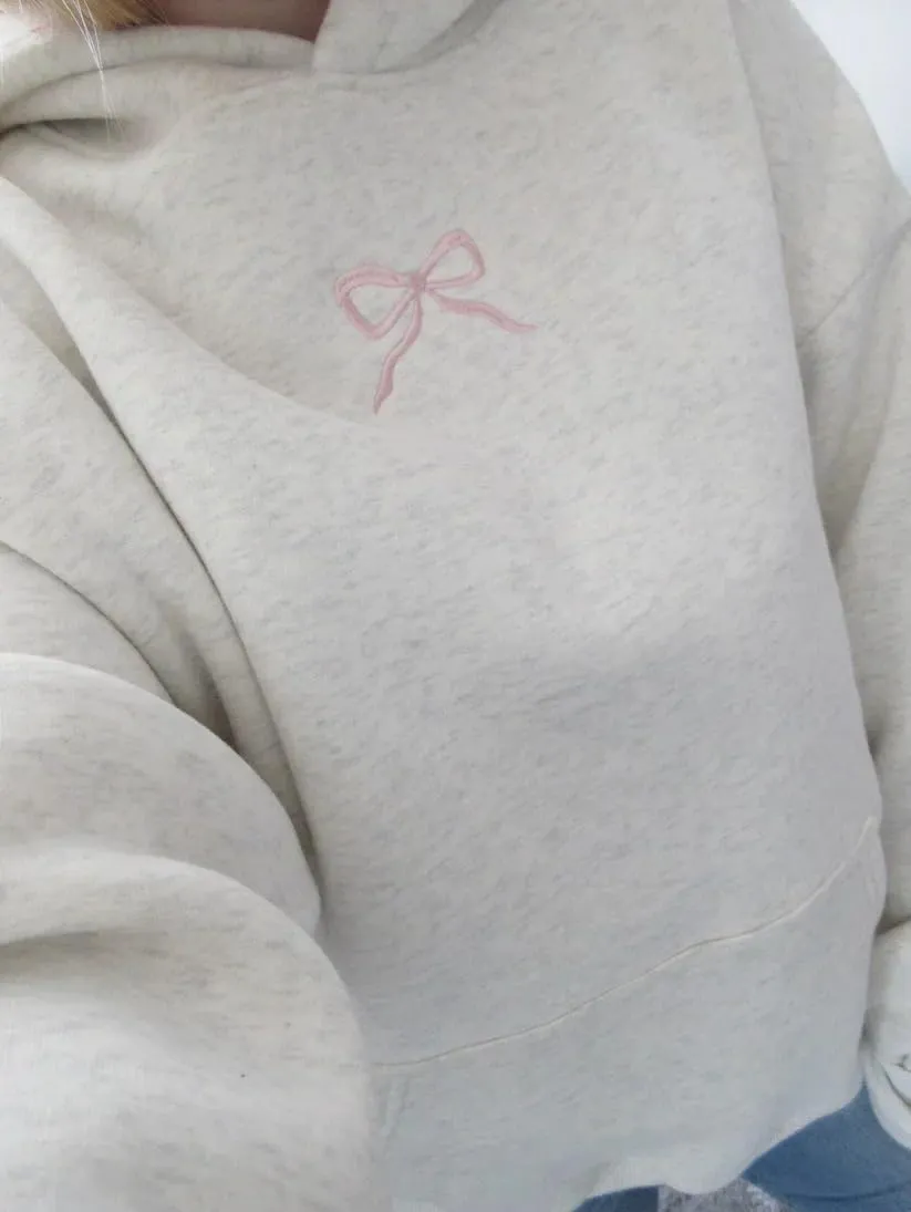 Preppy Embroidery Butterfly Letter Hoodies for Teen Girls Cute Y2k Oversized Graphic Pullover Sweatshirt Top