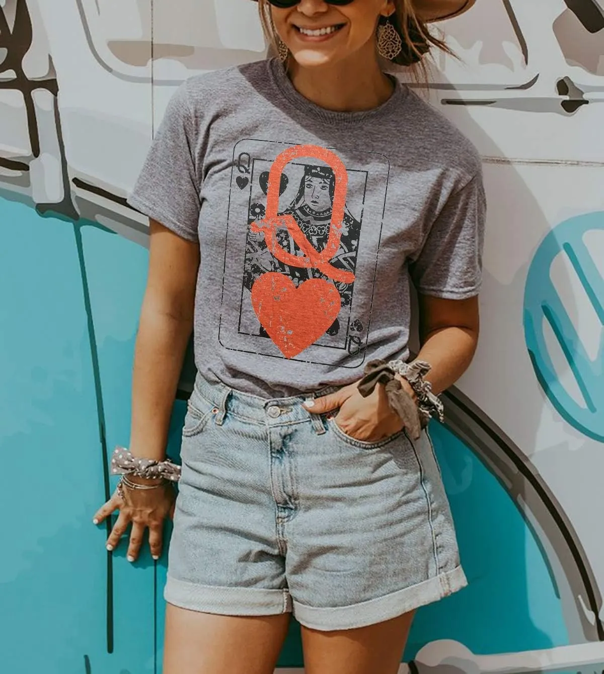 Q of Hearts T-Shirt Women Vintage Country Music Graphic Tee Casual Letters Print Short Sleeve Tops
