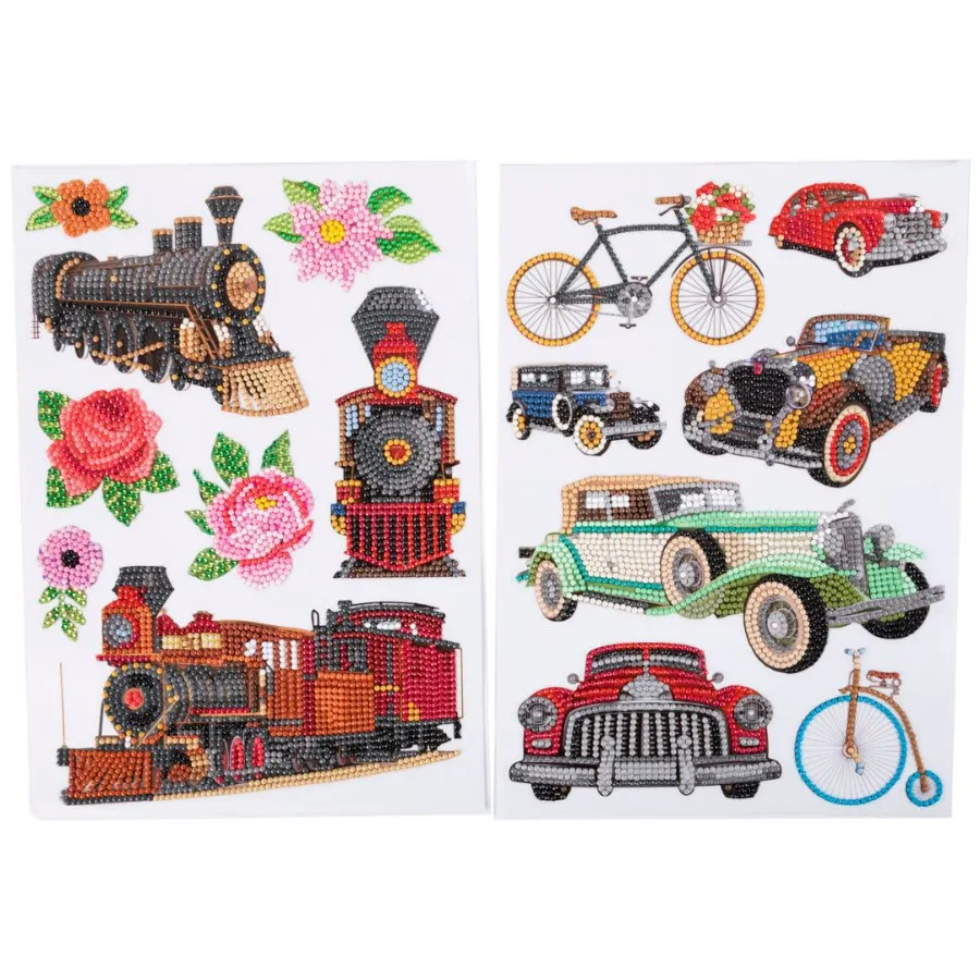 "Transportation" Crystal Art Wall Stickers set of 4