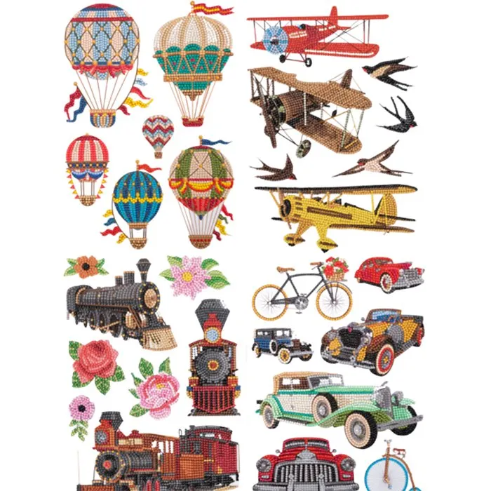 "Transportation" Crystal Art Wall Stickers set of 4