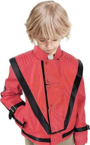 Red Leather Jacket for Audlts Kids Tolloder Dance Costumes Celebrate Festival Dress Halloween