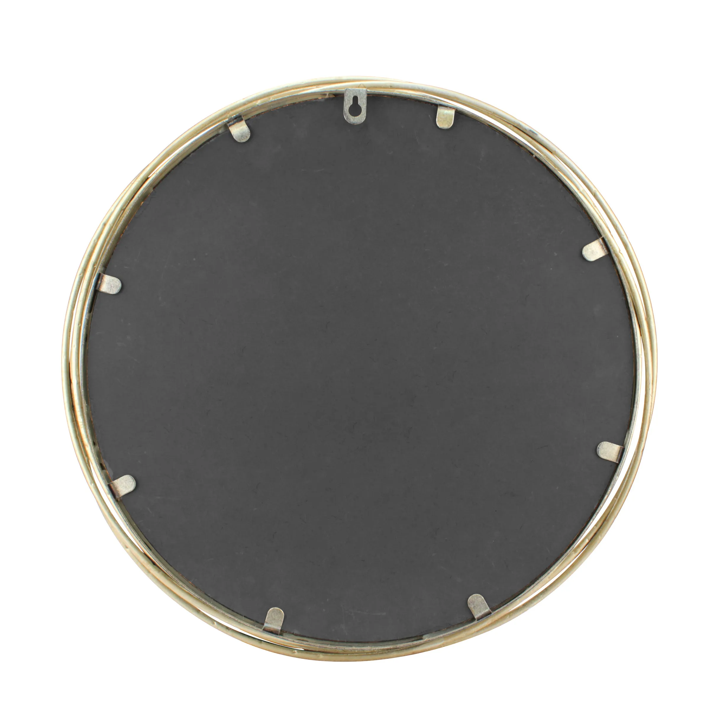 Round Decorative Gold 17" Metal Banded Hanging Wall Mirror (WS)