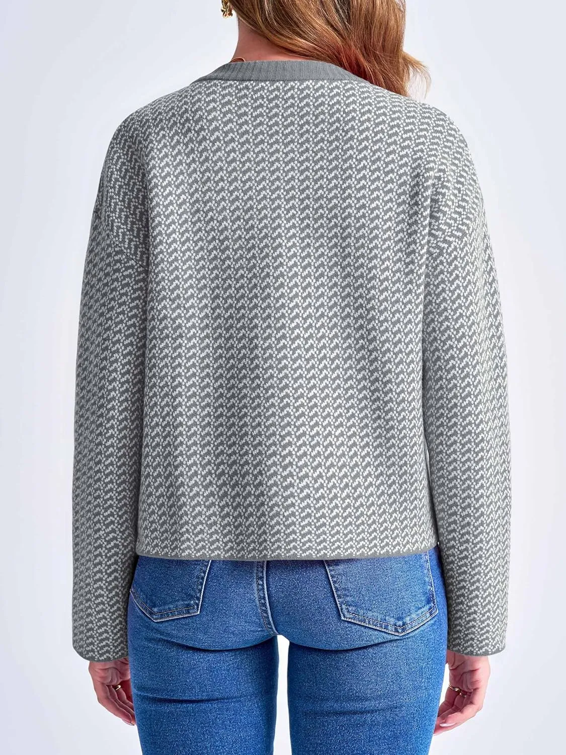 Saodimallsu Womens Cropped Knit Cardigans Fall Crewneck Button Long Sleeve Open Front Soft Sweater Jackets