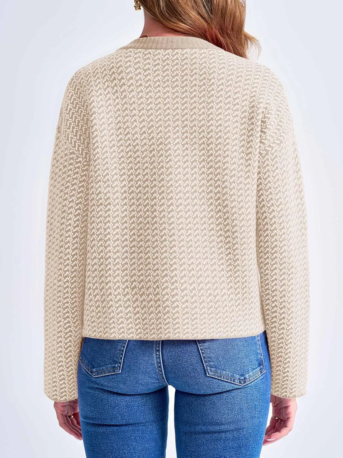 Saodimallsu Womens Cropped Knit Cardigans Fall Crewneck Button Long Sleeve Open Front Soft Sweater Jackets
