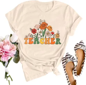SFHFY Teacher Shirt Women: Teach Tshirt Cute Teacher Life T-Shirt Last Day of School Tee Kindness Vacation Tops