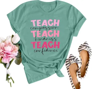 SFHFY Teacher Shirt Women: Teach Tshirt Cute Teacher Life T-Shirt Last Day of School Tee Kindness Vacation Tops