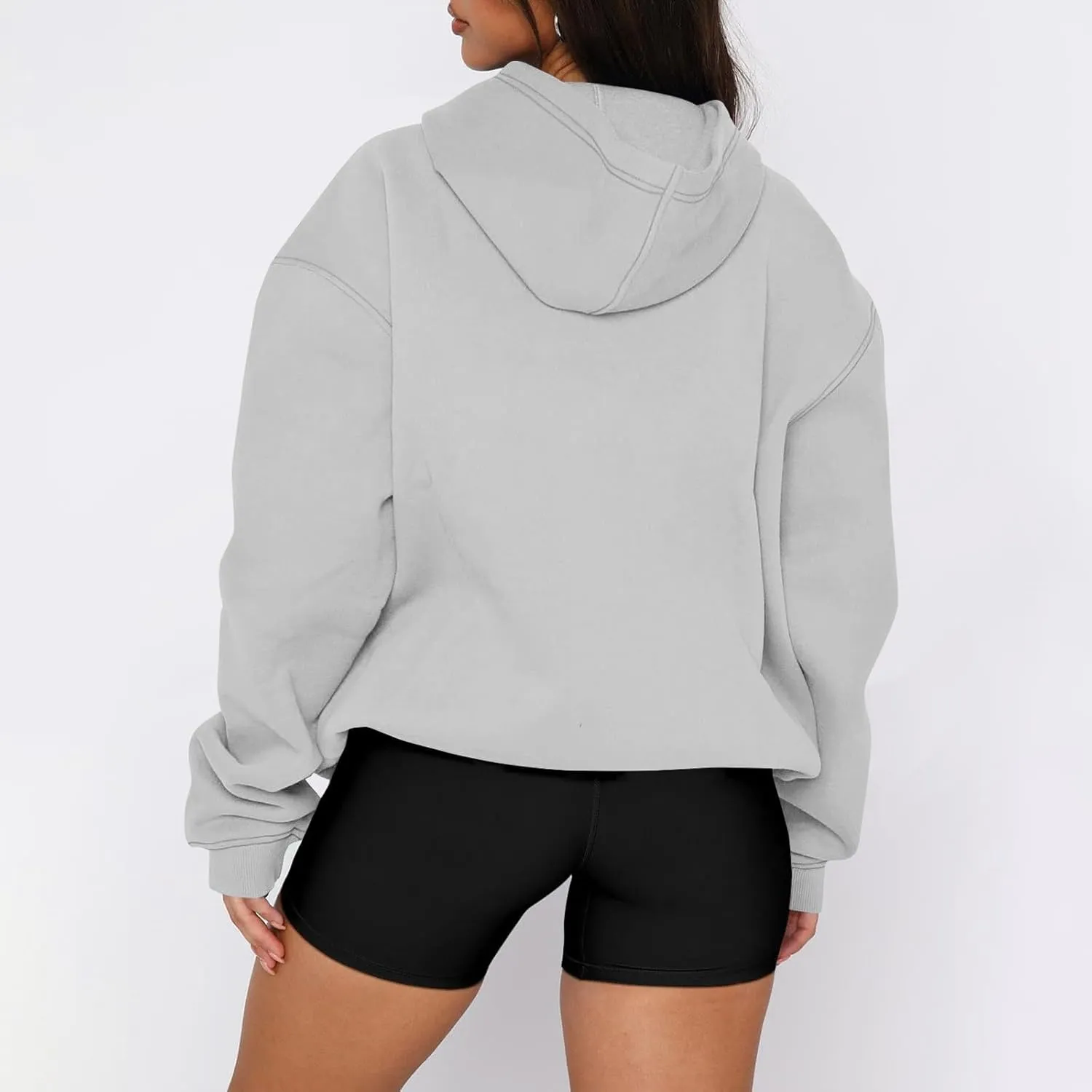 slqdgmryz Oversized Sweatshirt for Women Fleece Preppy Cozy Cute Hoodies Y2k Soft Drop Shoulder Plain Hoodie with Pockets