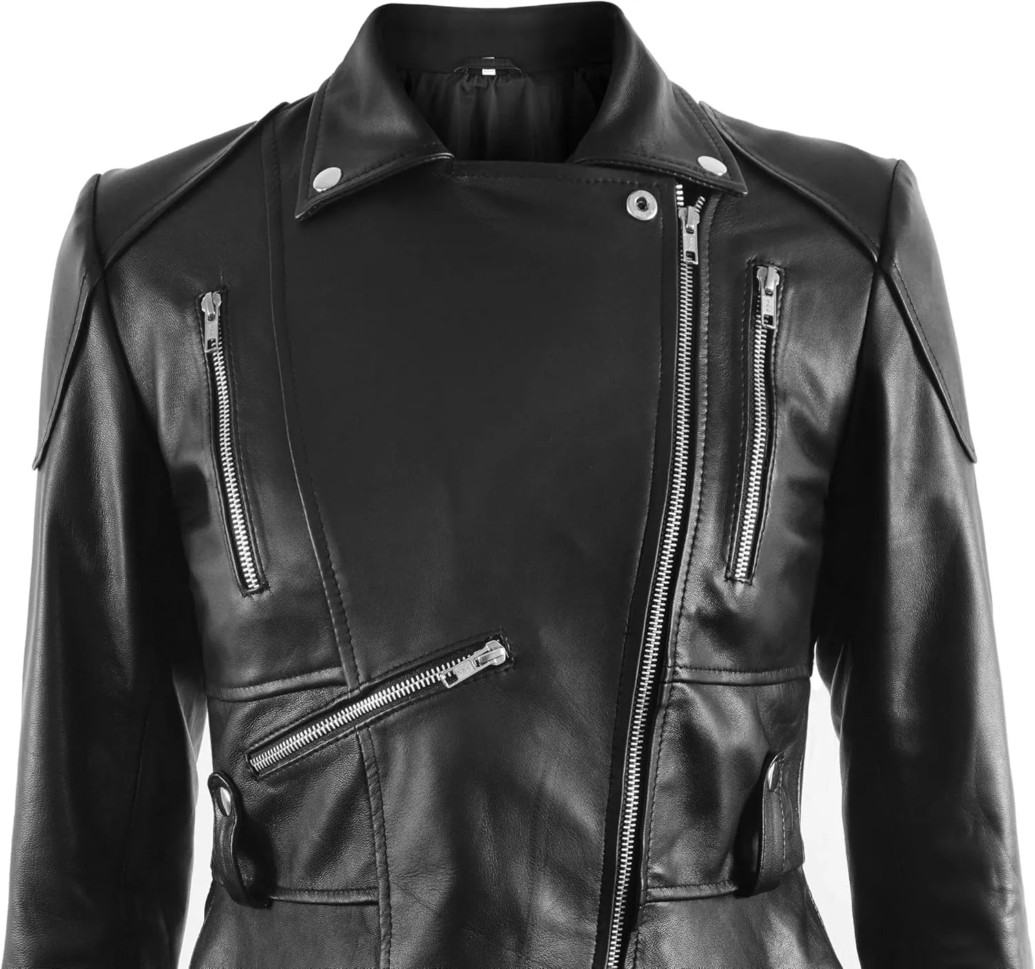 SpazeUp Women's Peplum Leather Jacket - Womens Lambskin Leather Peplum Jacket Red Black