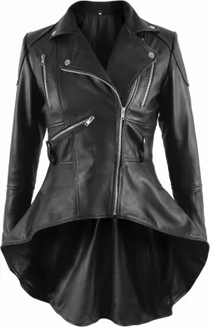 SpazeUp Women's Peplum Leather Jacket - Womens Lambskin Leather Peplum Jacket Red Black