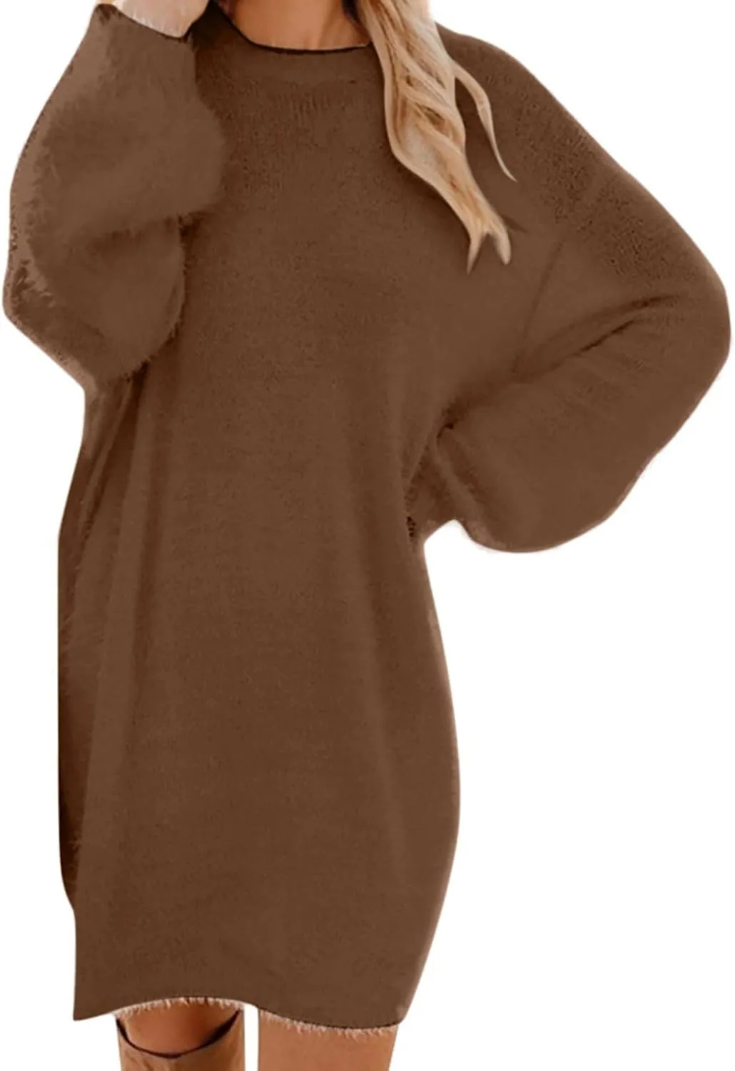 Spring Dresses for Women 2025 Trendy Long Sleeve Tshirts Dress Elegant Vacation Dresses Crewneck Plush Dresses