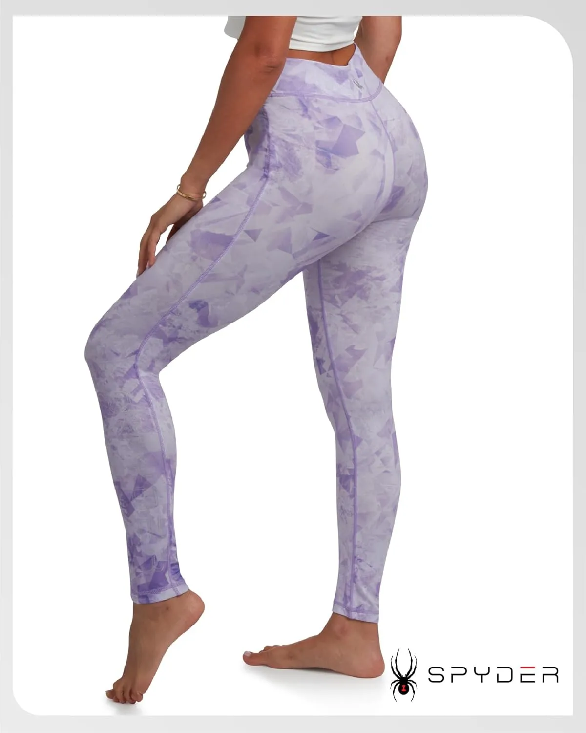 Spyder Women's Activewear Legging - Poly Span Knit UPF 50 High Waisted Tummy Control Printed Athletic Legging (Sizes: S-XL)