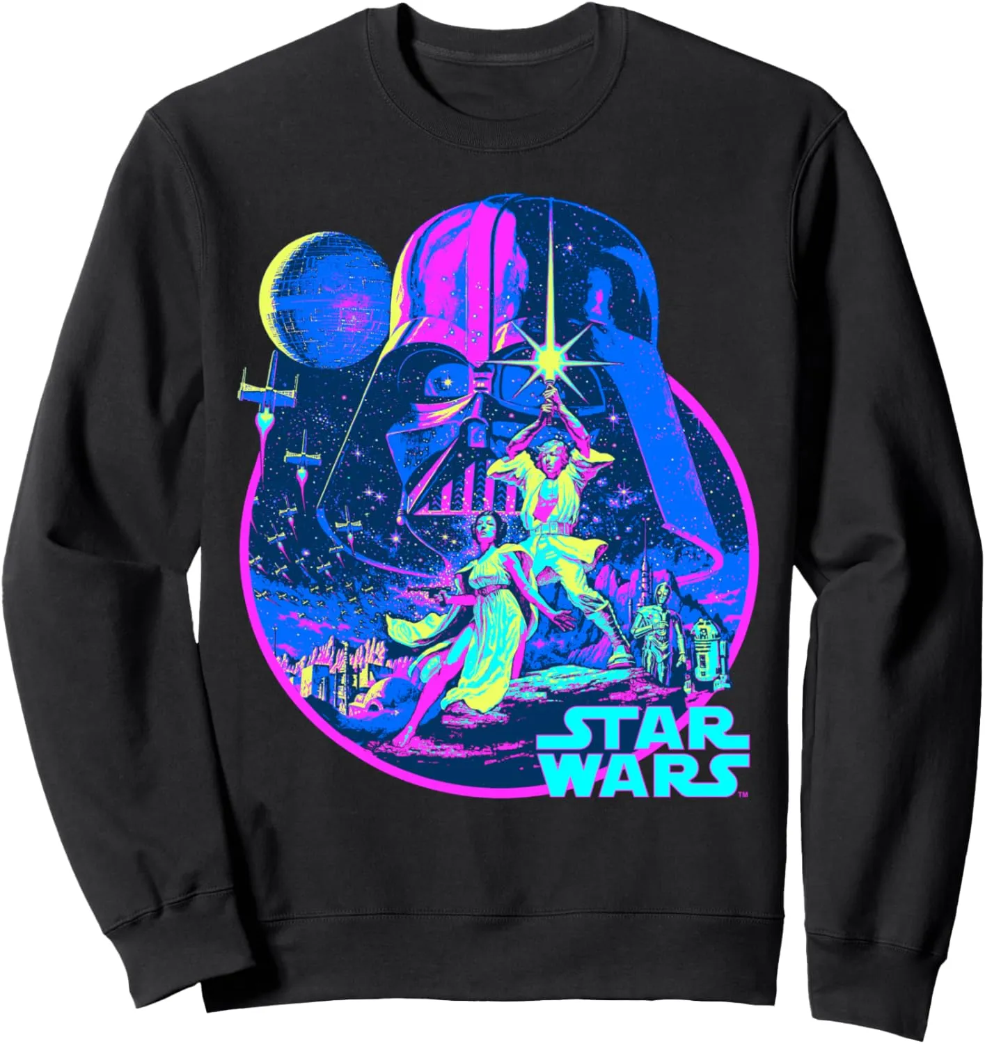 Star Wars Bright Classic Neon Poster Art Graphic Sweatshirt Sweatshirt
